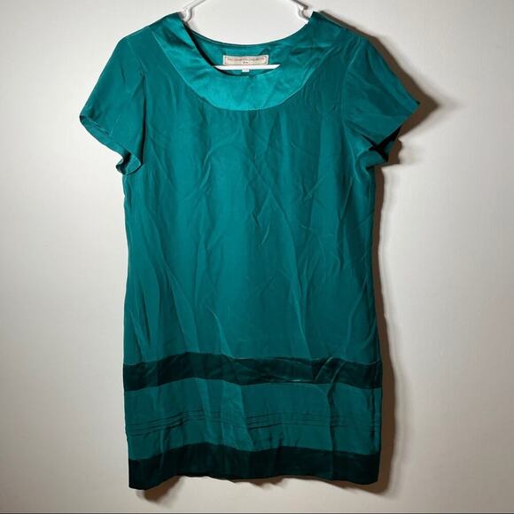 What Goes Around Comes Around Short Sleeve Green Silk Dress‎ M - Picture 1 of 12